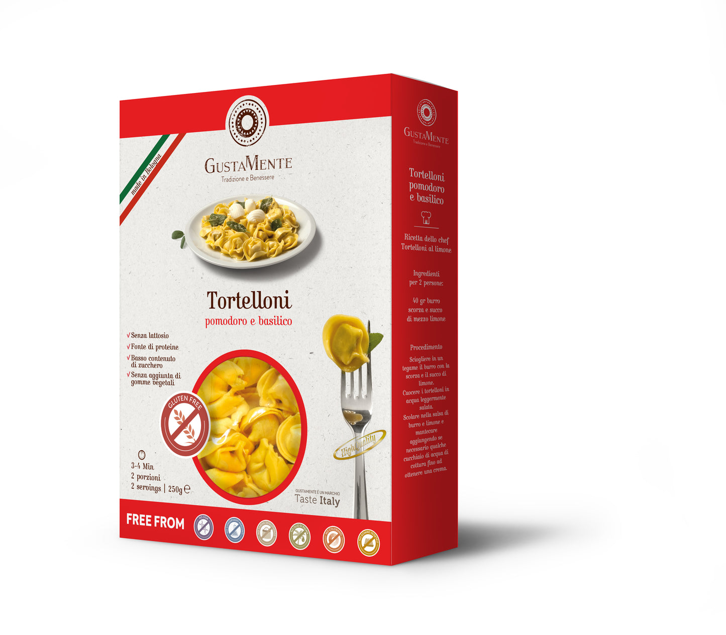 Tortelloni Pomodoro Ricotta e Basilico Senza Glutine 250g